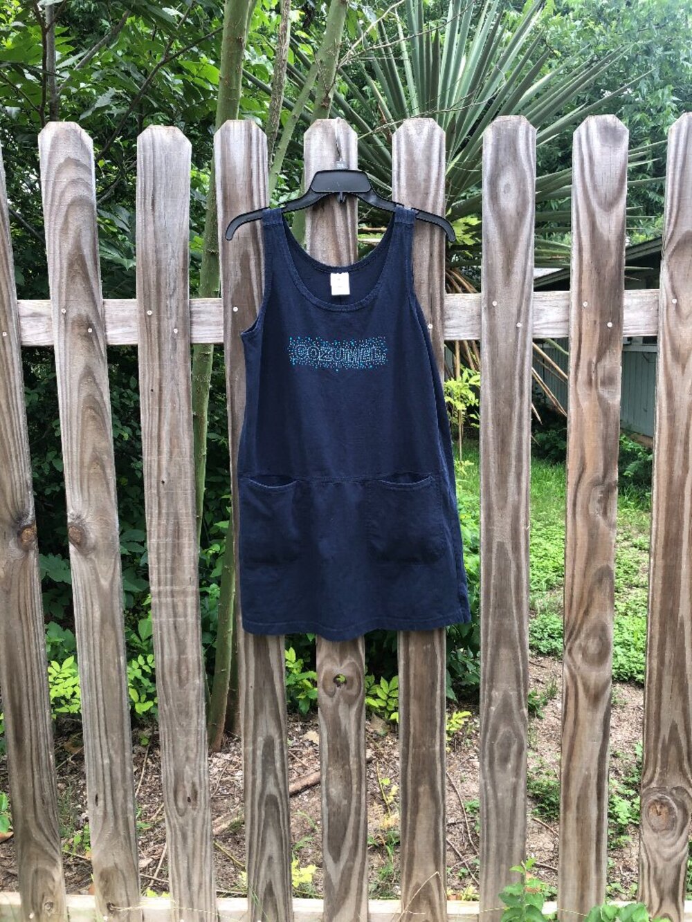 Navy Blue Cozumel Souvenir Sleeveless Romper Dress, Size Med